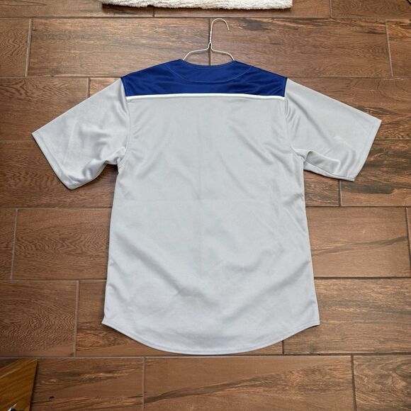 Chicago Cubs Mens Baseball Jersey MLB Gray Blue Sewn Logo Front Button Up Sz M - Picture 7 of 7